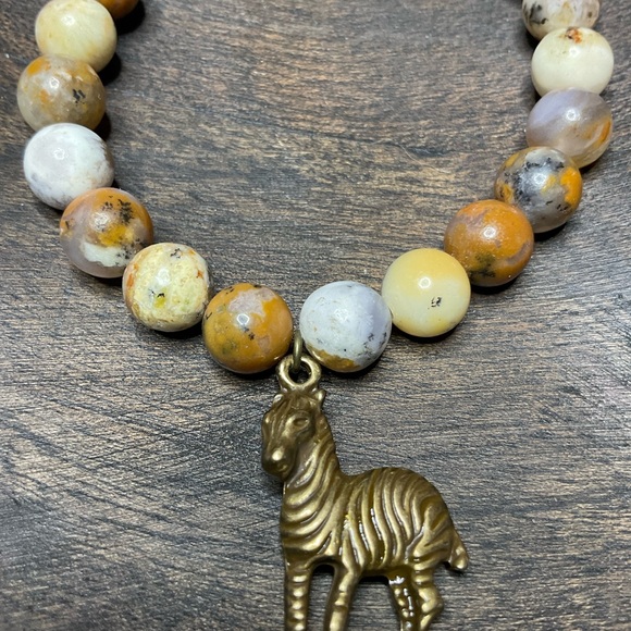 Dendritic Sage Chalcedony (8mm) with Antique Bronze Accent and Zebra Cha… - Picture 7 of 7